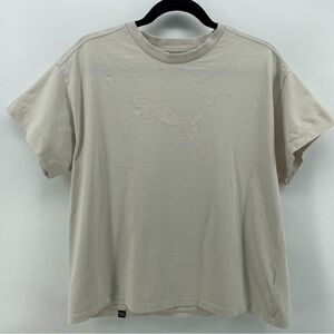 Puma Womens T-Shirt Beige Logo Cotton Blend L